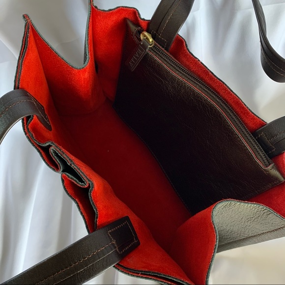 BALLY Brown Metallic Medium Leather Tote - Picture 7 of 11